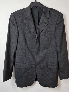 Relative Men's Dark Gray Classic Single-Breasted Blazer Made In Italy